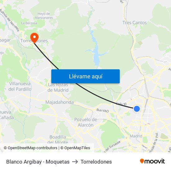Blanco Argibay - Moquetas to Torrelodones map