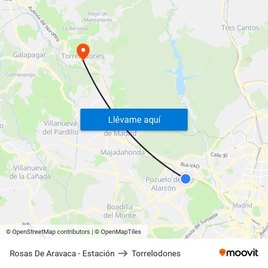 Rosas De Aravaca - Estación to Torrelodones map