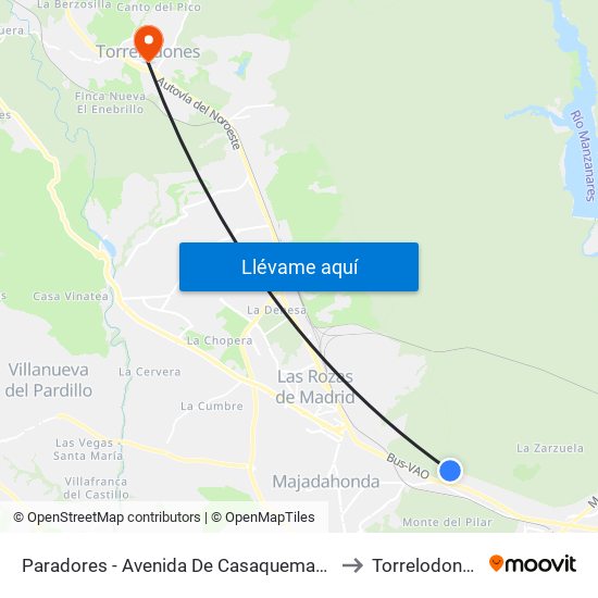 Paradores - Avenida De Casaquemada to Torrelodones map