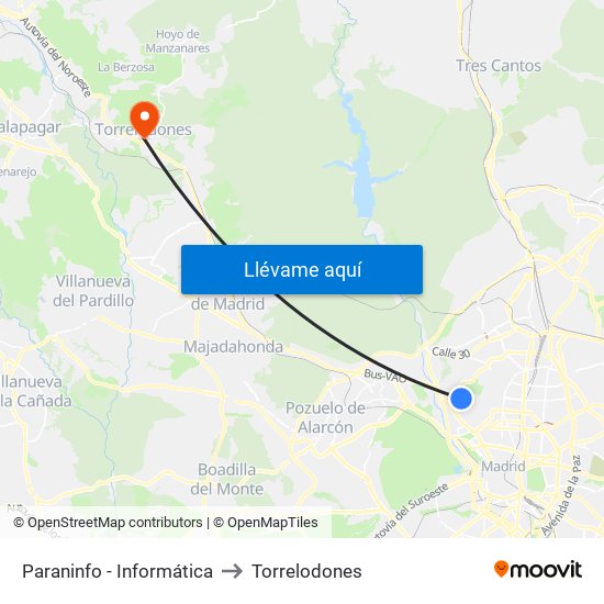 Paraninfo - Informática to Torrelodones map