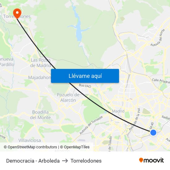Democracia - Arboleda to Torrelodones map