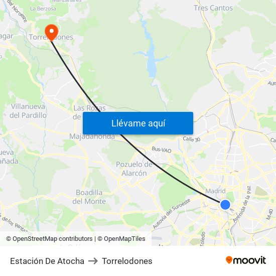 Estación De Atocha to Torrelodones map