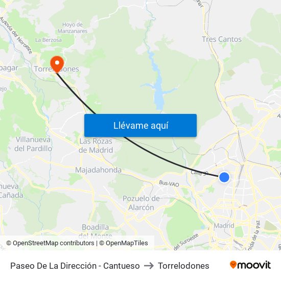 Paseo De La Dirección - Cantueso to Torrelodones map