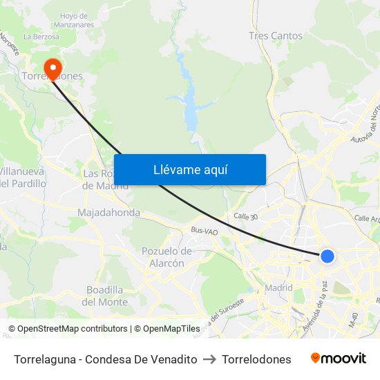 Torrelaguna - Condesa De Venadito to Torrelodones map