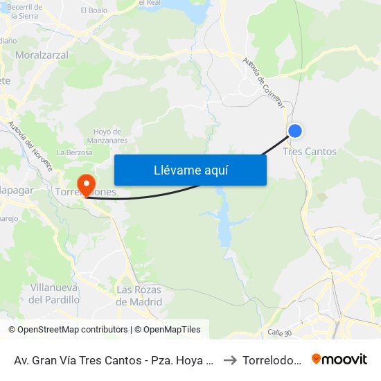 Av. Gran Vía Tres Cantos - Pza. Hoya Tocón to Torrelodones map