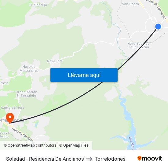 Soledad - Residencia De Ancianos to Torrelodones map