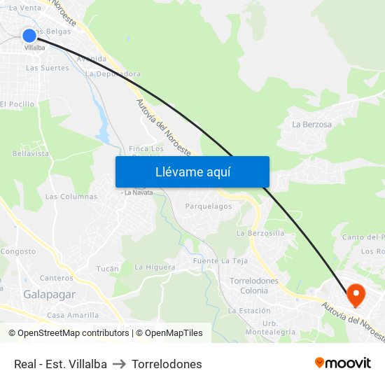 Real - Est. Villalba to Torrelodones map