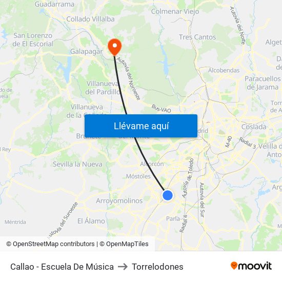 Callao - Escuela De Música to Torrelodones map