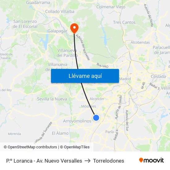 P.º Loranca - Av. Nuevo Versalles to Torrelodones map
