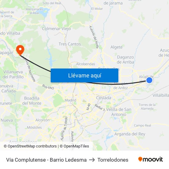 Vía Complutense - Barrio Ledesma to Torrelodones map