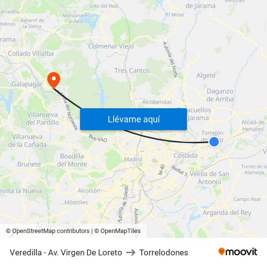Veredilla - Av. Virgen De Loreto to Torrelodones map