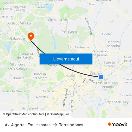 Av. Algorta - Est. Henares to Torrelodones map