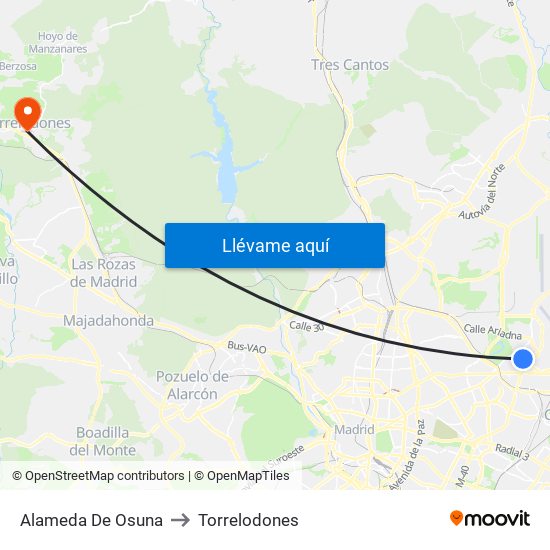Alameda De Osuna to Torrelodones map