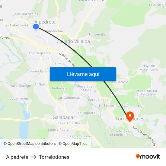 Alpedrete to Torrelodones map