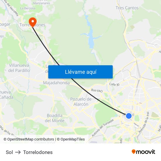 Sol to Torrelodones map