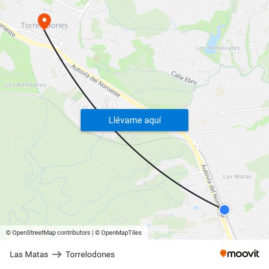 Las Matas to Torrelodones map
