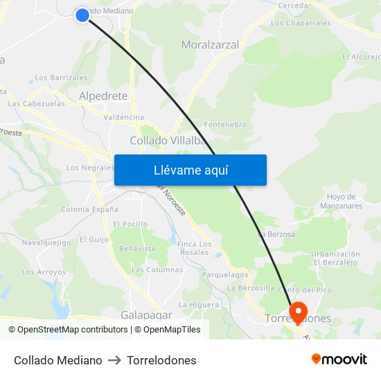 Collado Mediano to Torrelodones map
