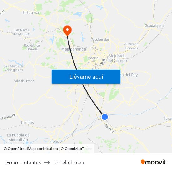Foso - Infantas to Torrelodones map