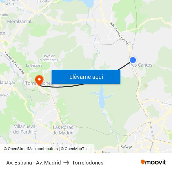 Av. España - Av. Madrid to Torrelodones map