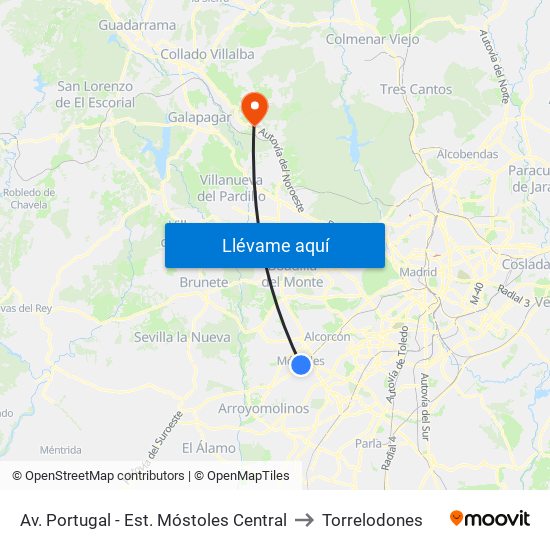 Av. Portugal - Est. Móstoles Central to Torrelodones map