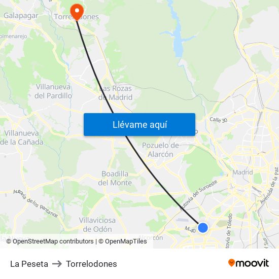 La Peseta to Torrelodones map
