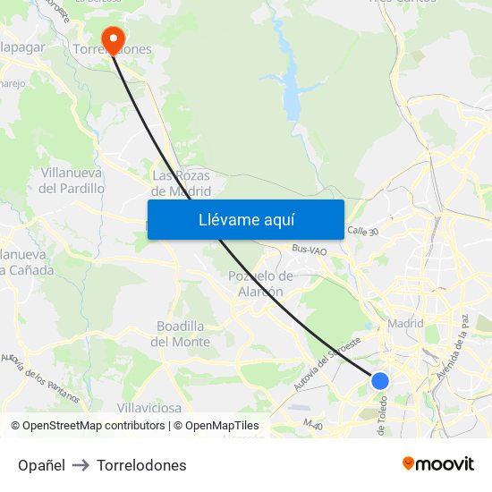 Opañel to Torrelodones map