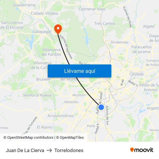 Juan De La Cierva to Torrelodones map