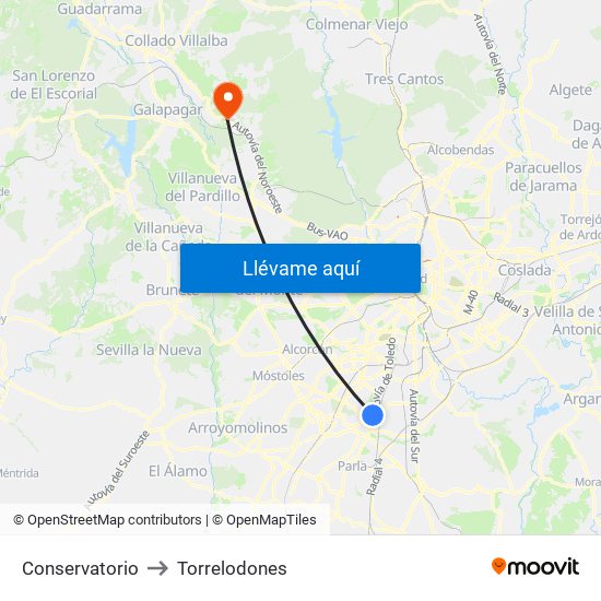 Conservatorio to Torrelodones map