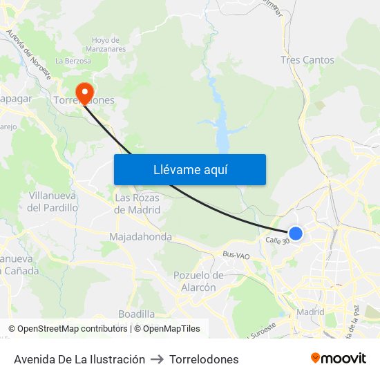Avenida De La Ilustración to Torrelodones map