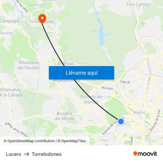 Lucero to Torrelodones map