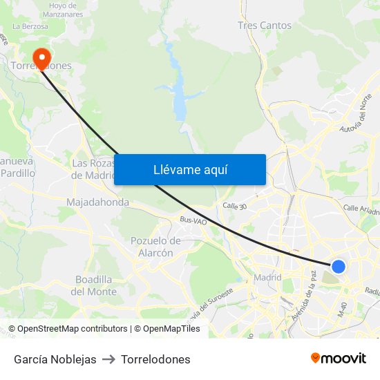García Noblejas to Torrelodones map