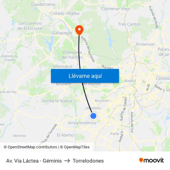 Av. Vía Láctea - Géminis to Torrelodones map