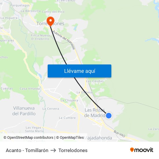 Acanto - Tomillarón to Torrelodones map