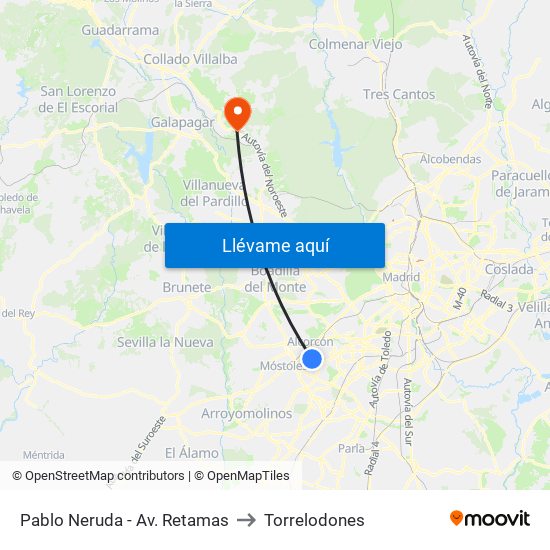 Pablo Neruda - Av. Retamas to Torrelodones map