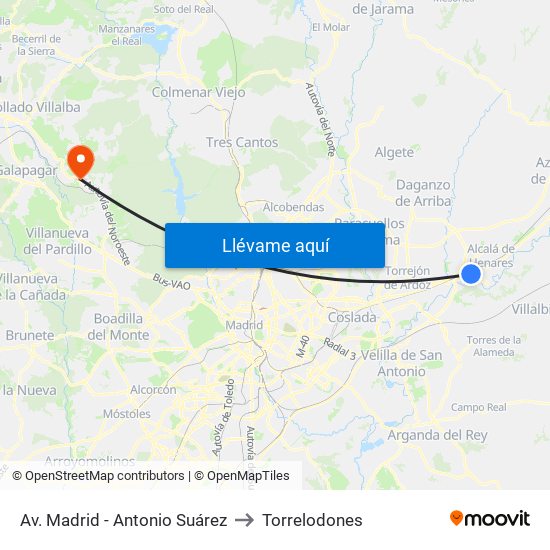 Av. Madrid - Antonio Suárez to Torrelodones map