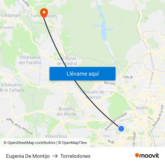 Eugenia De Montijo to Torrelodones map