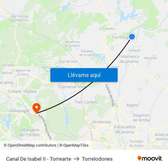 Canal De Isabel II - Torrearte to Torrelodones map