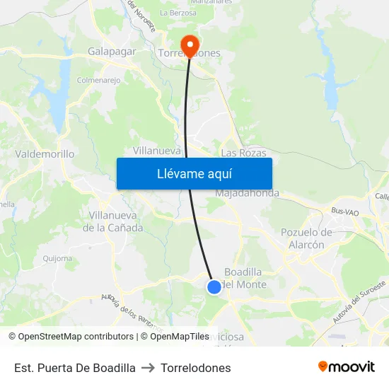 Est. Puerta De Boadilla to Torrelodones map