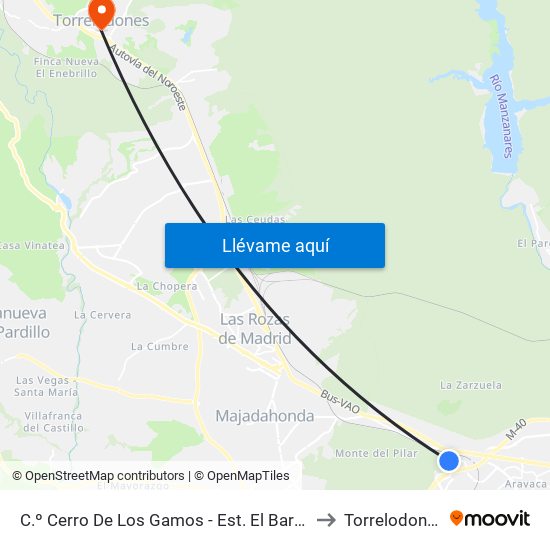 C.º Cerro De Los Gamos - Est. El Barrial to Torrelodones map