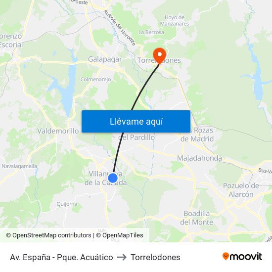Av. España - Pque. Acuático to Torrelodones map