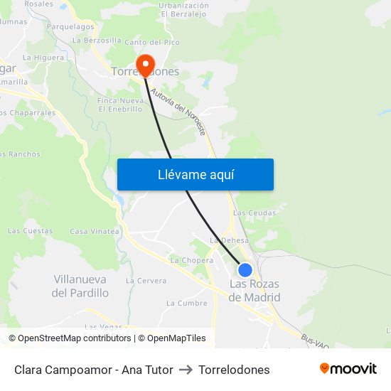 Clara Campoamor - Ana Tutor to Torrelodones map