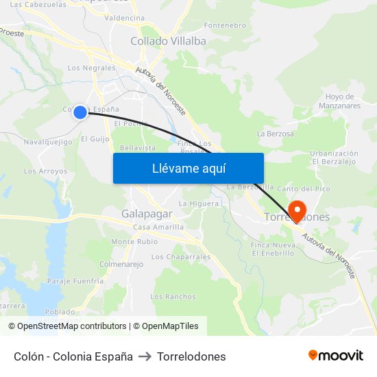 Colón - Colonia España to Torrelodones map