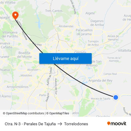 Ctra. N-3 - Perales De Tajuña to Torrelodones map