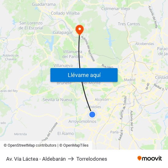 Av. Vía Láctea - Aldebarán to Torrelodones map