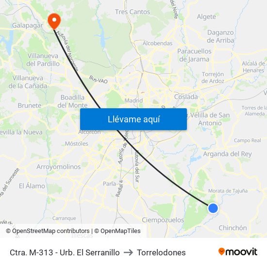 Ctra. M-313 - Urb. El Serranillo to Torrelodones map