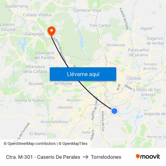 Ctra. M-301 - Caserío De Perales to Torrelodones map