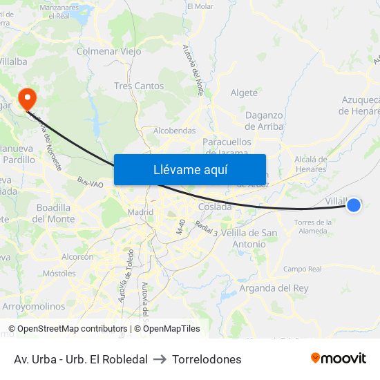 Av. Urba - Urb. El Robledal to Torrelodones map