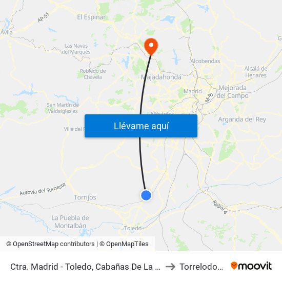 Ctra. Madrid - Toledo, Cabañas De La Sagra to Torrelodones map