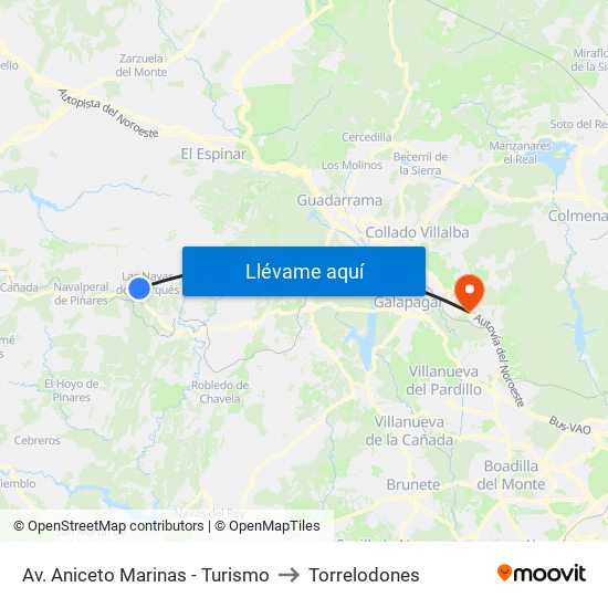 Av. Aniceto Marinas - Turismo to Torrelodones map