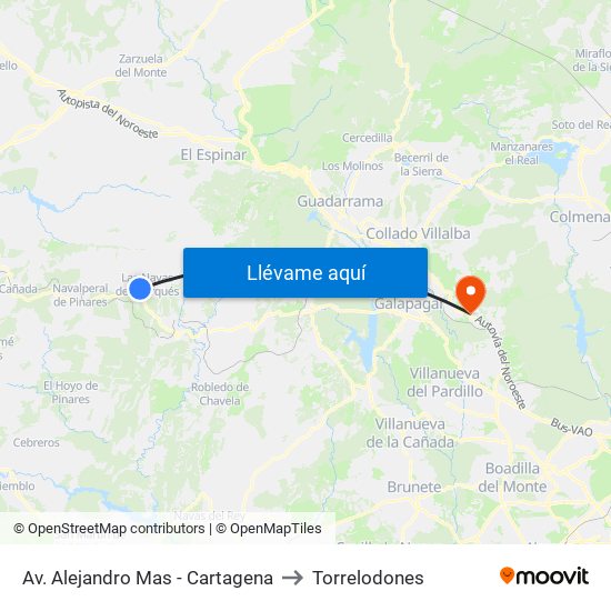 Av. Alejandro Mas - Cartagena to Torrelodones map